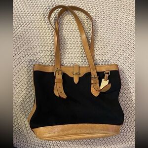 Vintage Rooney & Bourke Cabriolet Bucket Bag In Black Canvas With Leather Trim